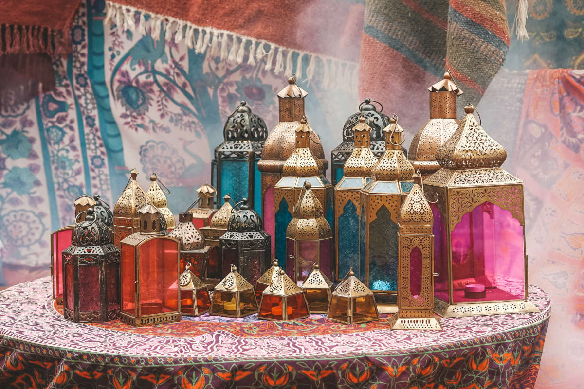 Moroccan lanterns on table