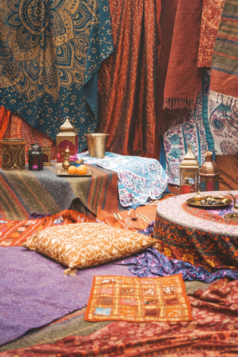 Moroccan furnishings in tent